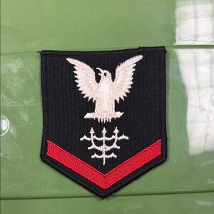 Black and Red embroidered Naval Patch with Eagle Design ocean systems tech
